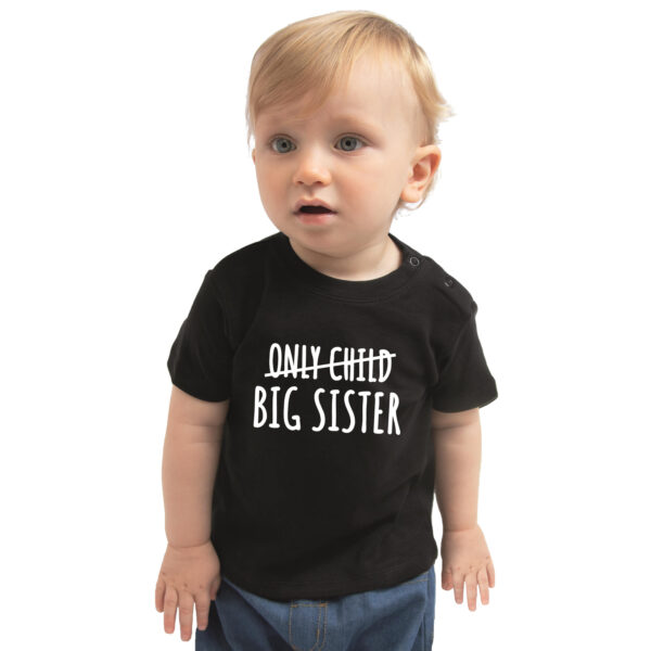 Correctie only child big sister kado shirt voor peuter / kinderen zwart