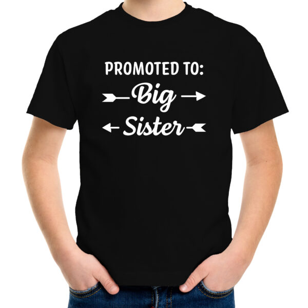 Promoted to big sister kado shirt voor meisjes / kinderen zwart