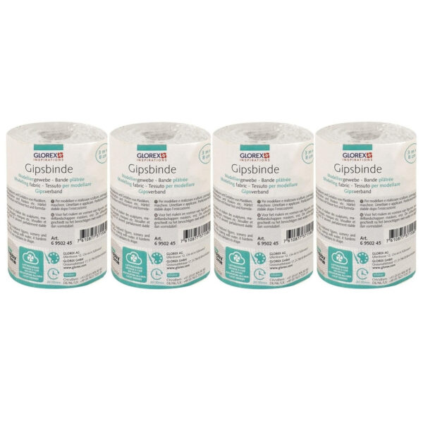 Glorex Keratex gips - 4x rollen - 3 meter x 8 cm - zwangere buik gipsen - hobby gips