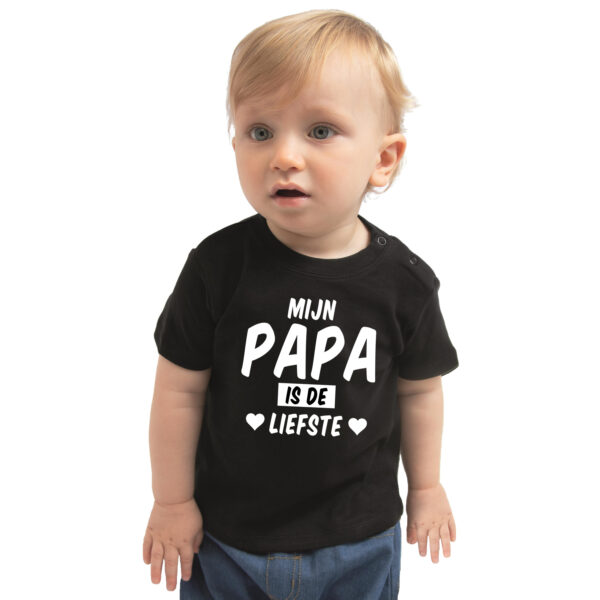 Mijn papa is de liefste kado shirt voor baby / kinderen zwart
