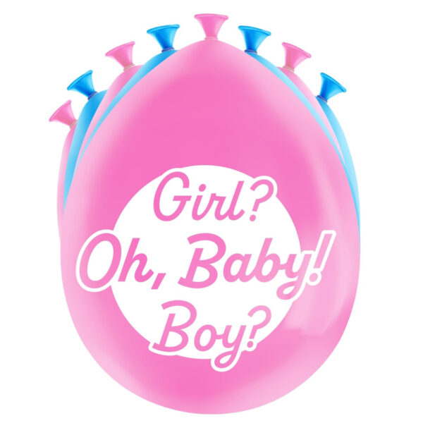 8x stuks Gender reveal party ballonnen - roze/blauw - latex - ca 30 cm
