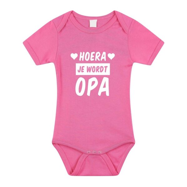Hoera je wordt opa cadeau baby rompertje roze voor meisjes