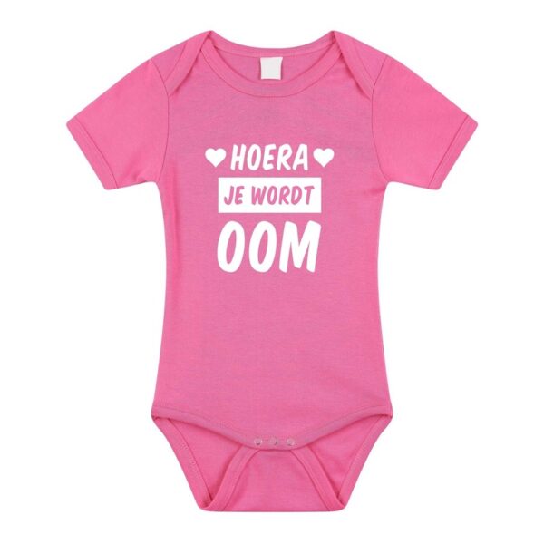 Hoera je wordt oom kraamcadeau rompertje roze meisjes
