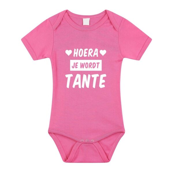 Hoera je wordt tante kraamcadeau rompertje roze meisjes