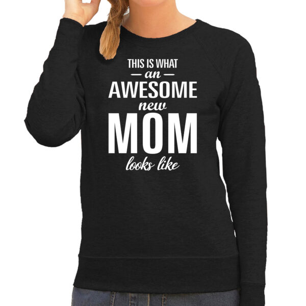 Awesome new mom trui zwart voor dames - mama in wording cadeau sweater