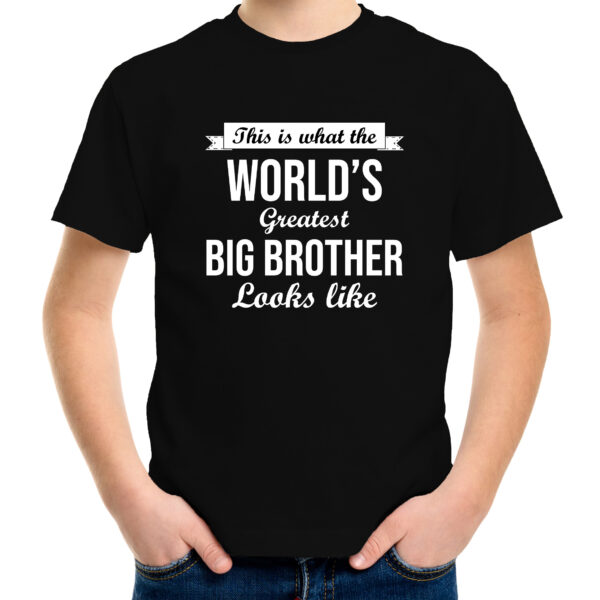 Worlds greatest big brother/ de beste grote broer kado shirt voor jongens / kinderen zwart
